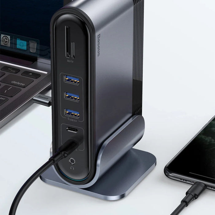 Baseus multifunctional HUB 3x USB 3.2 Gen 1 / 2x USB 2.0 / 2x USB Type C / SD and micro SD card reader / AUX / 3x HDMI