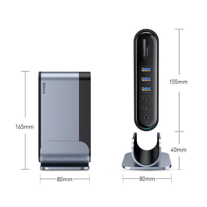 Baseus multifunctional HUB 3x USB 3.2 Gen 1 / 2x USB 2.0 / 2x USB Type C / SD and micro SD card reader / AUX / 3x HDMI