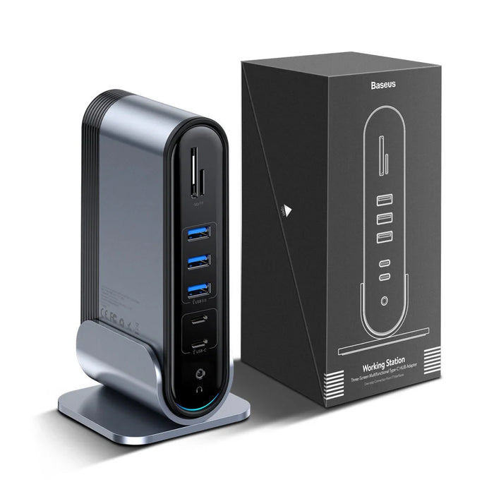 Baseus multifunctional HUB 3x USB 3.2 Gen 1 / 2x USB 2.0 / 2x USB Type C / SD and micro SD card reader / AUX / 3x HDMI