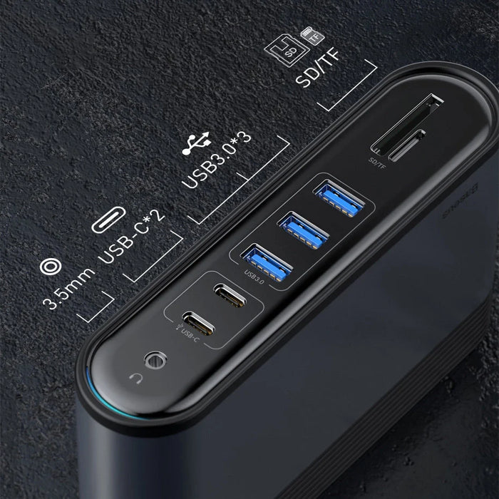 Baseus multifunctional HUB 3x USB 3.2 Gen 1 / 2x USB 2.0 / 2x USB Type C / SD and micro SD card reader / AUX / 3x HDMI
