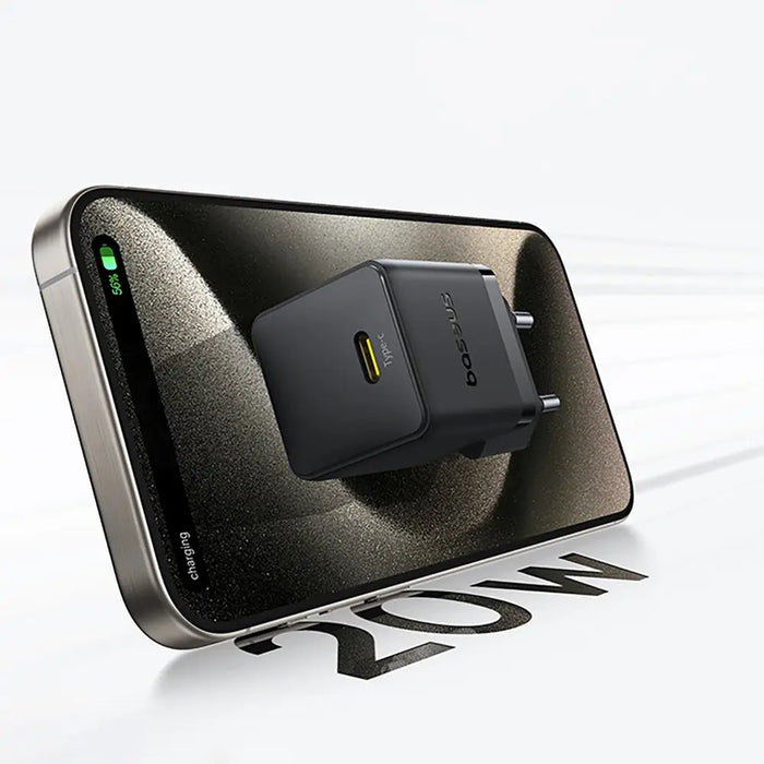Baseus Palm 1C 20W Wall Charger (with Baseus Mini White USB-C 60W (20V/3A) 1m Cable) - Black - Cell phone USB