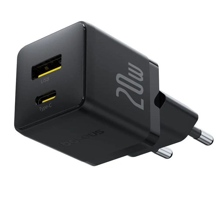 Baseus Palm 20W USB-C USB-A Wall Charger - Black - Cell phone USB charger<<<HurtelXML