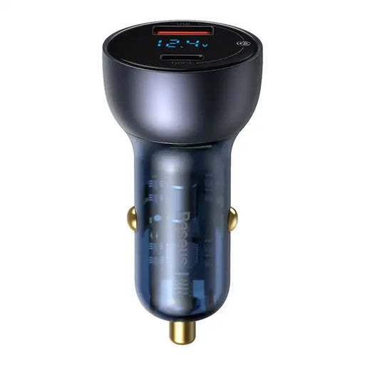 Baseus Particular Digital Display Car Charger USB + USB-C QC3.0 + PD 5A 65W (gray) + Cable USB-C 1m 100W (black) - Car