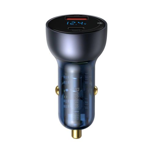 Baseus Particular Digital Display car charger with display USB + USB-C QC3.0 + PD 5A 65W (gray) - Car