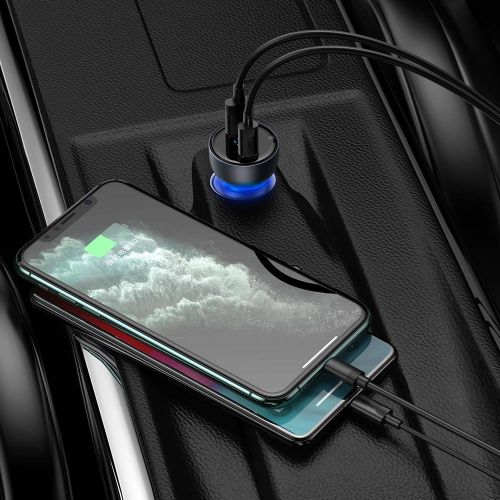 Baseus Particular Digital Display car charger with display USB + USB-C QC3.0 + PD 5A 65W (gray) - Car