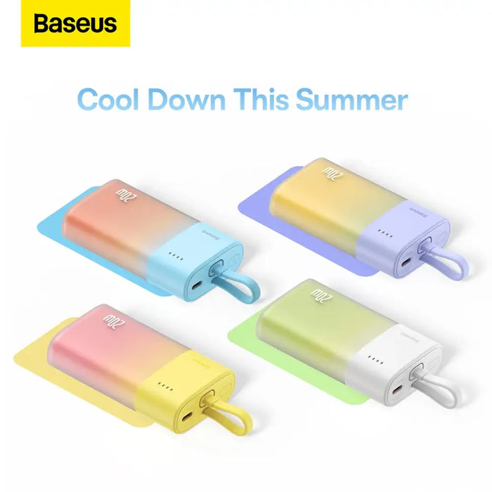 Baseus Popsicle 5200mAh 20W Powerbank with Built-in Lightning Cable (+ White Baseus Simple USB-C - USB-C