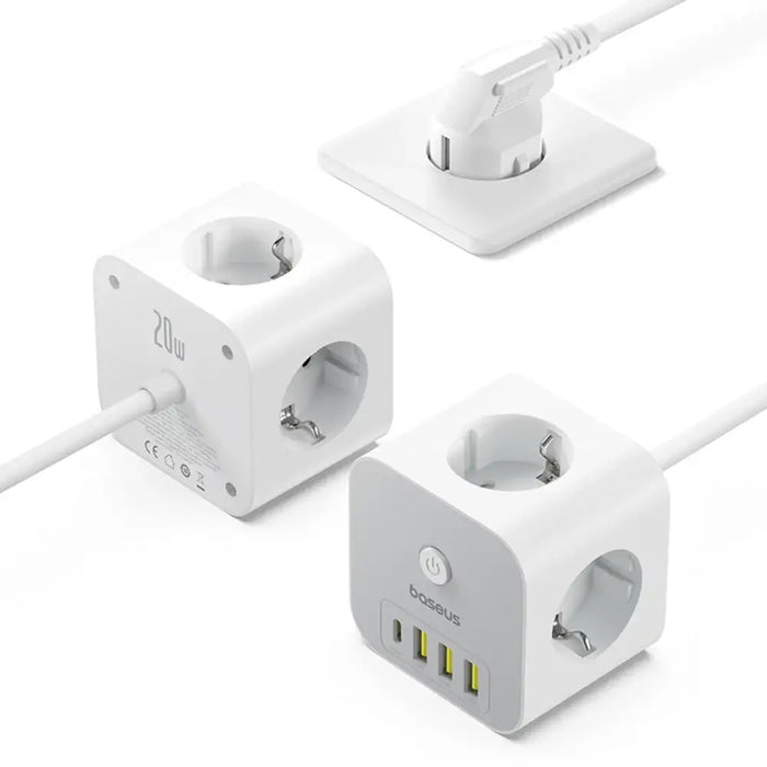 Baseus PowerCombo 7 in 1 Power Strip Cube 3 AC + 3 x USB-A + 1 x USB-C 20W 1.5 m - white - Cables and tapes<<<HurtelXML