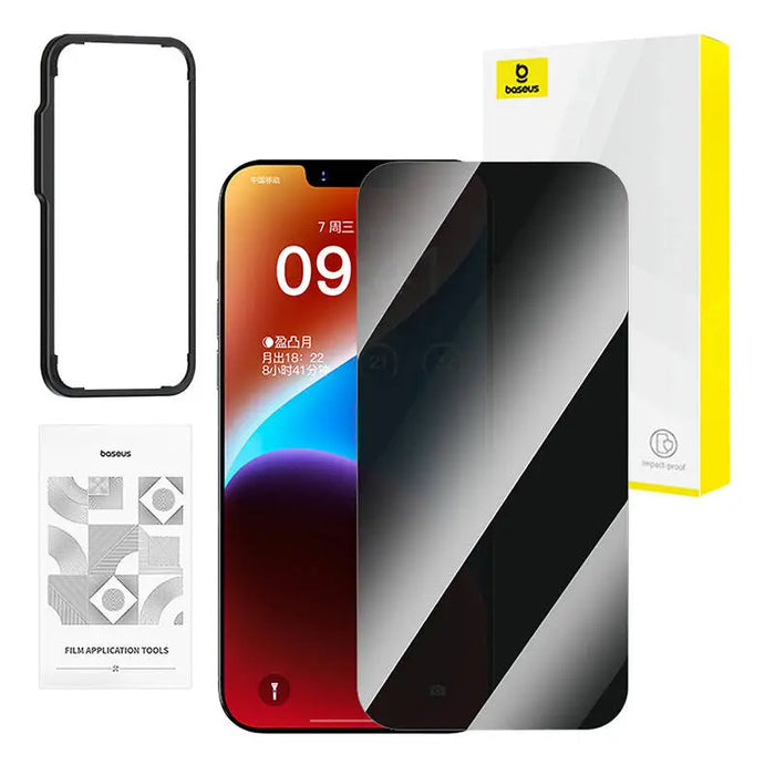 Baseus privacy tempered glass Superior for iP 14 Plus/13 Pro Max + cleaning kit i EasyStick - Protective cases