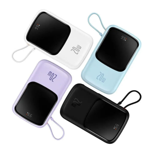 Baseus Qpow Digital Display Power Bank with Fast Charging 10000mAh 20W QC/PD/SCP/FCP with Built-in Lightning Cable