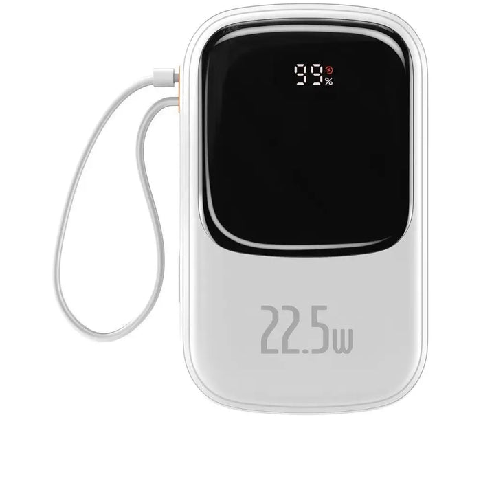 Baseus Qpow Digital Display powerbank with fast charging 20000mAh 22.5W QC/PD/SCP/FCP with built-in USB-C cable white