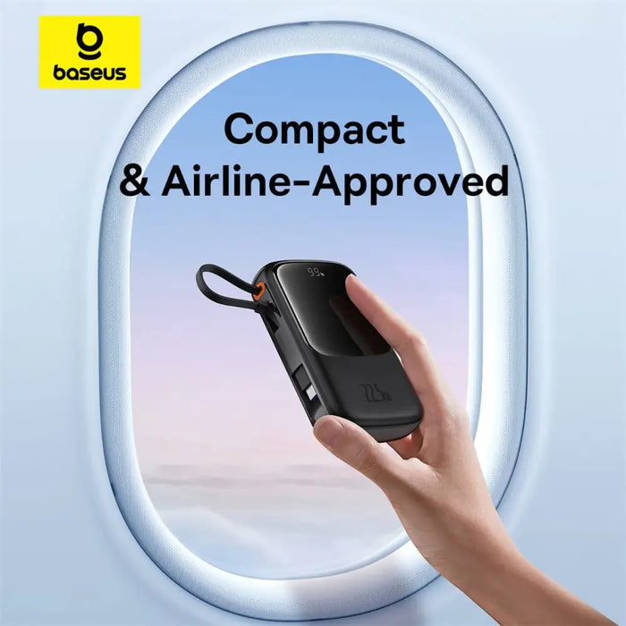 Baseus Qpow Pro+ 10000mAh 22.5W powerbank with built-in USB-C cable and display - black - Powerbanks<<<HurtelXML