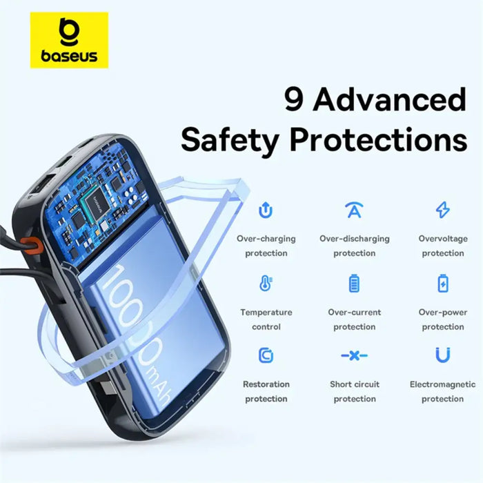 Baseus Qpow Pro+ 20000mAh 22.5W powerbank with built-in USB-C cable and display - black - Powerbanks<<<HurtelXML