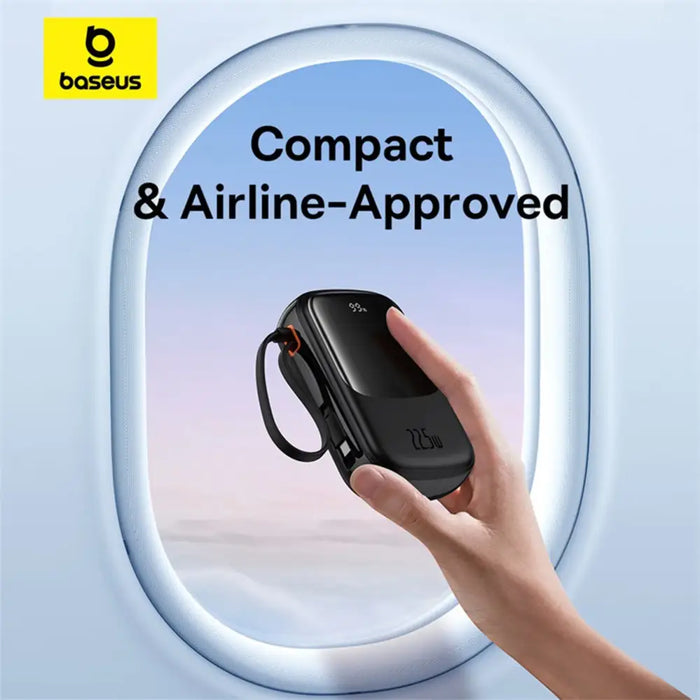 Baseus Qpow Pro+ 20000mAh 22.5W powerbank with built-in USB-C cable and display - black - Powerbanks<<<HurtelXML
