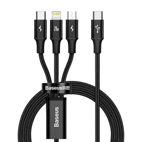 Baseus Rapid Series 3-in-1 cable USB-C For M + L + T 20W 1.5m Black - Combo Cables<<<USB cables<<<GSM