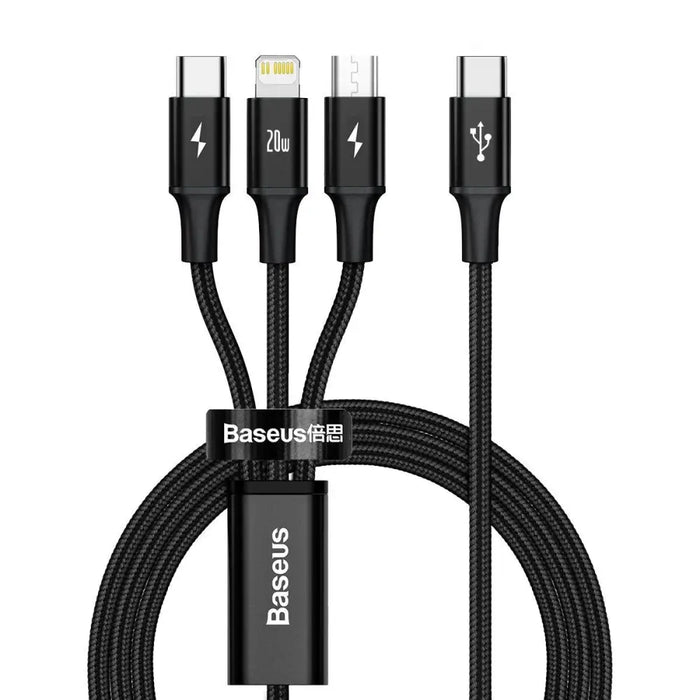 Baseus Rapid Series 3-in-1 cable USB-C For M + L + T 20W 1.5m Black - Combo Cables<<<USB cables<<<GSM