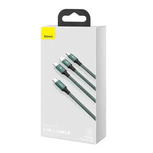 Baseus Rapid Series 3-in-1 cable USB-C For M + L + T 20W 1.5m (Green) Combo Cables<<<USB cables<<<GSM