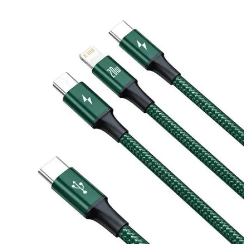Baseus Rapid Series 3-in-1 cable USB-C For M + L + T 20W 1.5m (Green) Combo Cables<<<USB cables<<<GSM