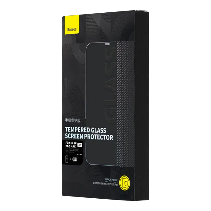 Baseus Set of 2x Tempered Glass for iPhone 14 Pro Max Full Screen with Speaker Cover 0.3mm + Mounting Frame - Cell