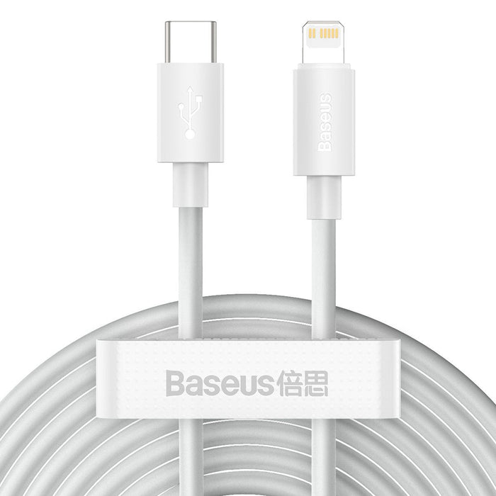 Baseus Simple Wisdom Data Cable Kit USB-C to Lightning PD 20W (2PCS/Set) 1.5m White - USB-C to Lightning<<<USB