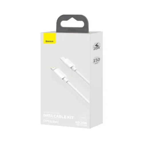 Baseus Simple Wisdom Data Cable Kit USB-C to Lightning PD 20W (2PCS/Set) 1.5m White - USB-C to Lightning<<<USB