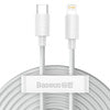 Baseus Simple Wisdom Data Cable Kit USB-C to Lightning PD 20W (2PCS/Set) 1.5m White - USB-C to Lightning<<<USB