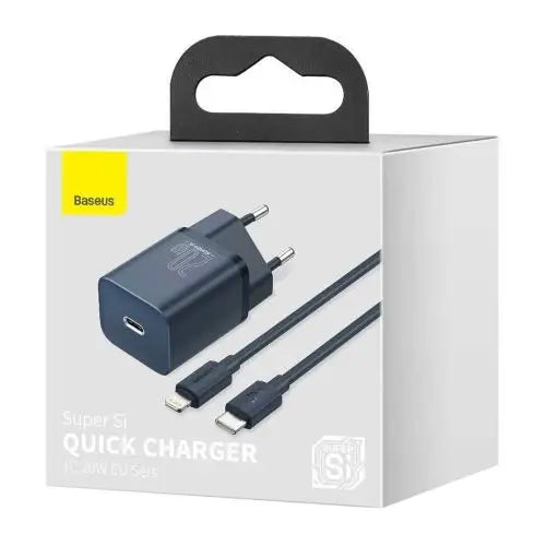 Baseus Super Si Quick Charger 1C 20W with USB-C cable for Lightning 1m (blue) - Travel