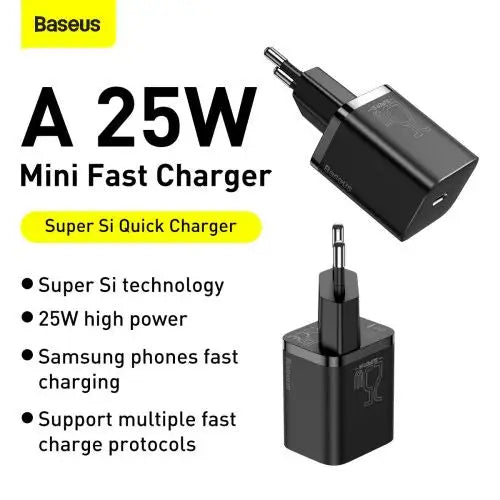Baseus Super Si Quick Charger 1C 25W (black) - Travel Charger<<<Accessories<<<Основна<<<DunaXML&&&mains