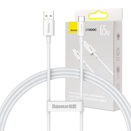 Baseus Superior Series Cable USB to USB-C 65W PD 1m (white) - USB to USB-C<<<USB cables<<<GSM