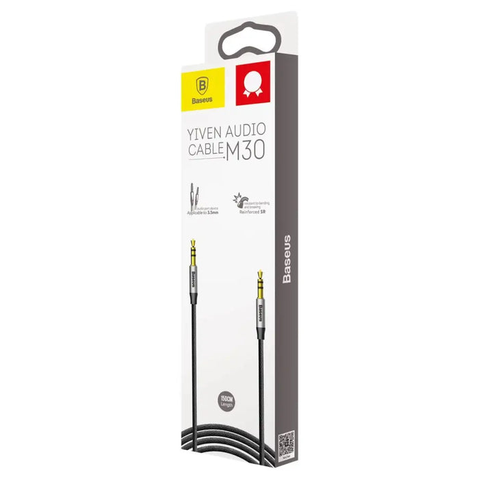 Baseus Yiven M30 stereo audio cable AUX 3.5 mm male mini jack 1.5 m silver-black (CAM30-CS1) - Audio cables<<<HurtelXML