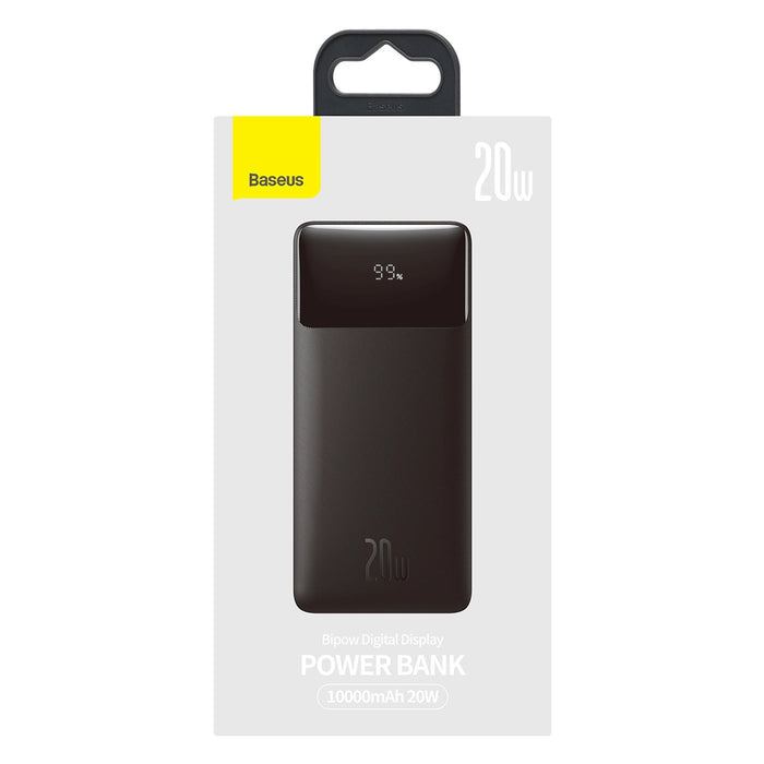 Baseus Bipow Fast Charging Power Bank 10000mAh 20W Black (Overseas Edition) + USB-A - Micro USB 0.25m Black Cable (PPBD050301)