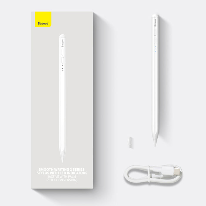 Smooth Writing Stylus with LED Indicators (Active) White
