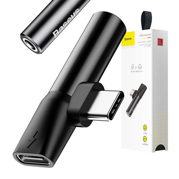 Baseus Audio Adapter USB-C to Mini Jack 3.5mm + USB-C (black)