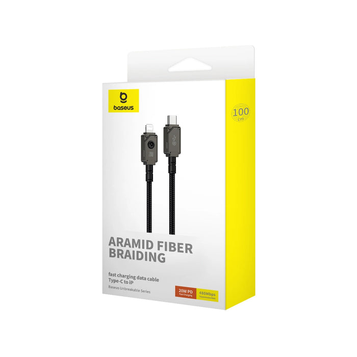 USB C cable - Lightning Baseus Unbreakable 20W 480Mbps 1m - black
