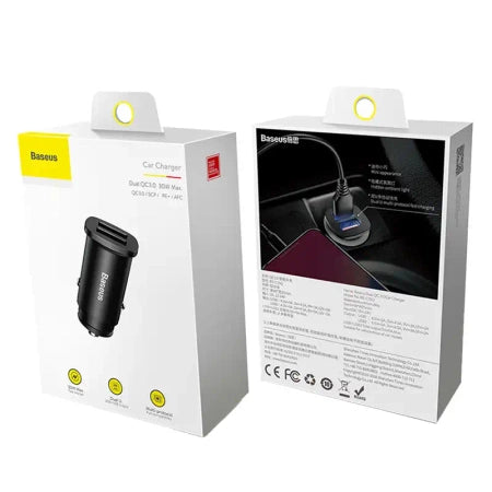Baseus Square Car Charger 2xUSB QC3.0 5A 30W (black)
