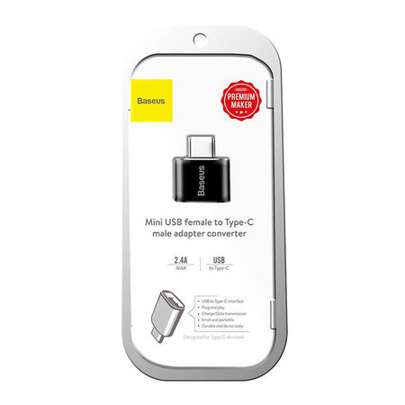 Baseus USB to USB Type-C Adapter 2.4A (Black)