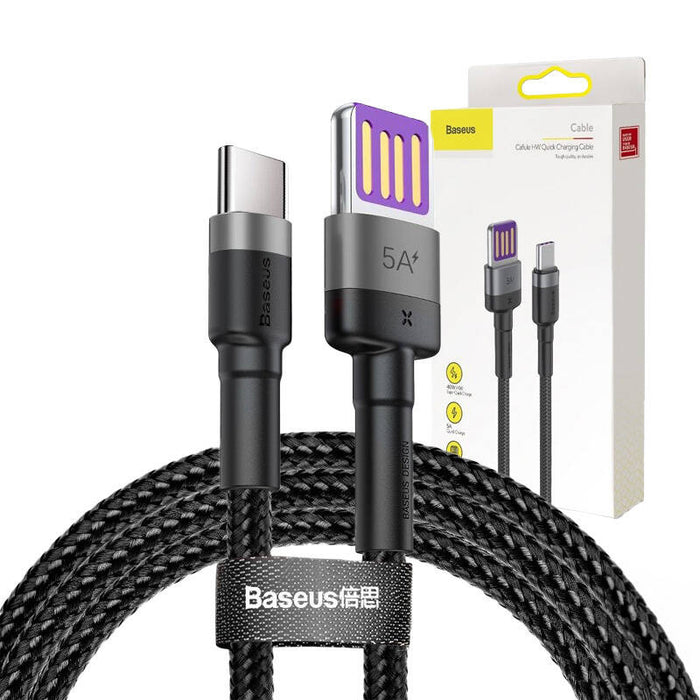 Baseus Cafule USB-C Cable Huawei SuperCharge, QC 3.0, 5A 1m (Black+Gray)