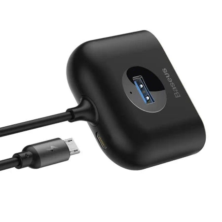 Baseus Square Round USB Adapter, HUB USB 3.0 to 1x USB 3.0 + 3x USB 2.0.1m (Black)