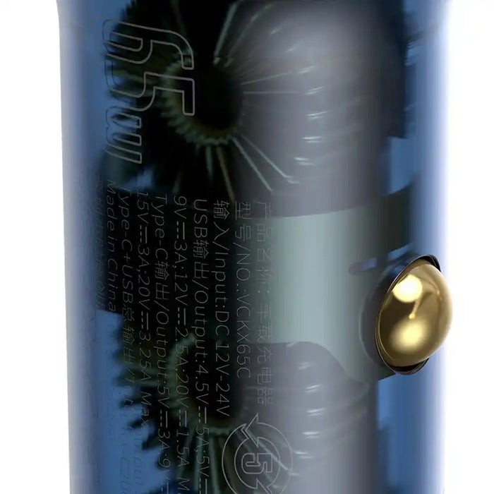 Baseus Particular Digital Display Car Charger , USB + USB-C, QC3.0+PD, 5A, 65W (gray) + Cable USB-C 1m 100W (black)