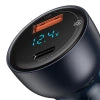 Baseus Particular Digital Display Car Charger , USB + USB-C, QC3.0+PD, 5A, 65W (gray) + Cable USB-C 1m 100W (black)