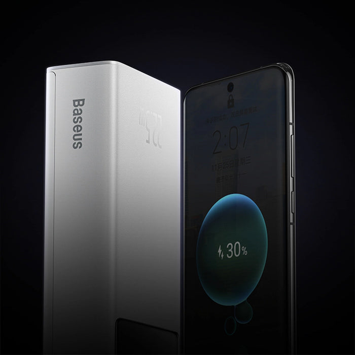 Baseus EnerFill FP41 30000mAh 22.5W Powerbank with Baseus Simple USB-A - USB-C 3A 30cm Cable - White