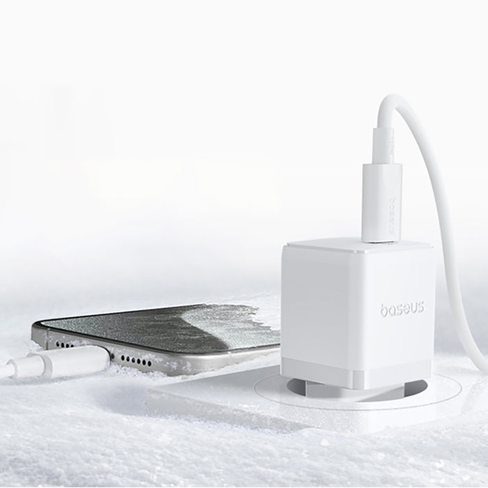 Baseus Palm 1C 20W Wall Charger (with Baseus Mini White USB-C 60W (20V/3A) 1m Cable) - White