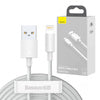 Baseus Simple Wisdom Data Cable Kit USB to Lightning 2.4A (2PCS/Set）1.5m White
