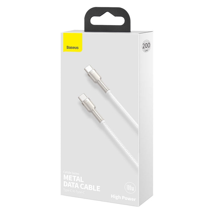 Cable USB-C to USB-C Baseus Cafule, 100W, 2m (white)