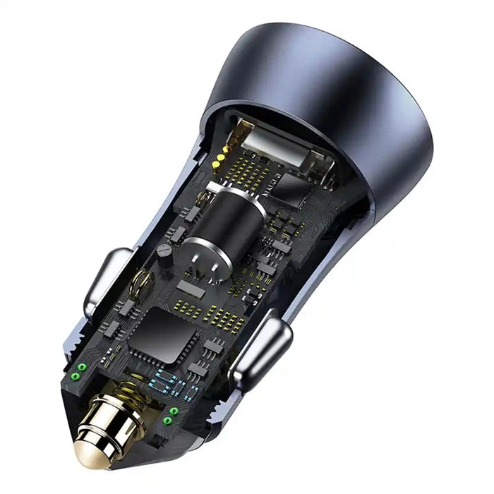 Baseus Golden Contactor Pro Car Charger 2x USB, 40W (gray) +  Cable USB to USB-C 1m (black)