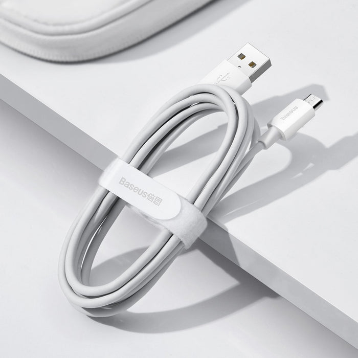 Baseus Simple Wisdom Data Cable Kit USB to Micro 2.1A (2PCS/Set) 1.5m White