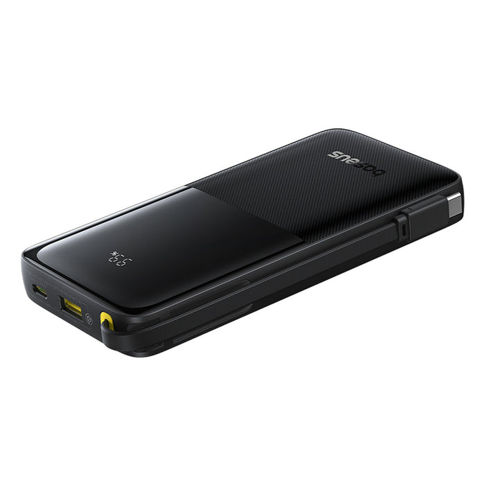 Baseus Bipow 2 10000mah 20W Powerbank with Digital Display with Built-in USB-C Cable - Black