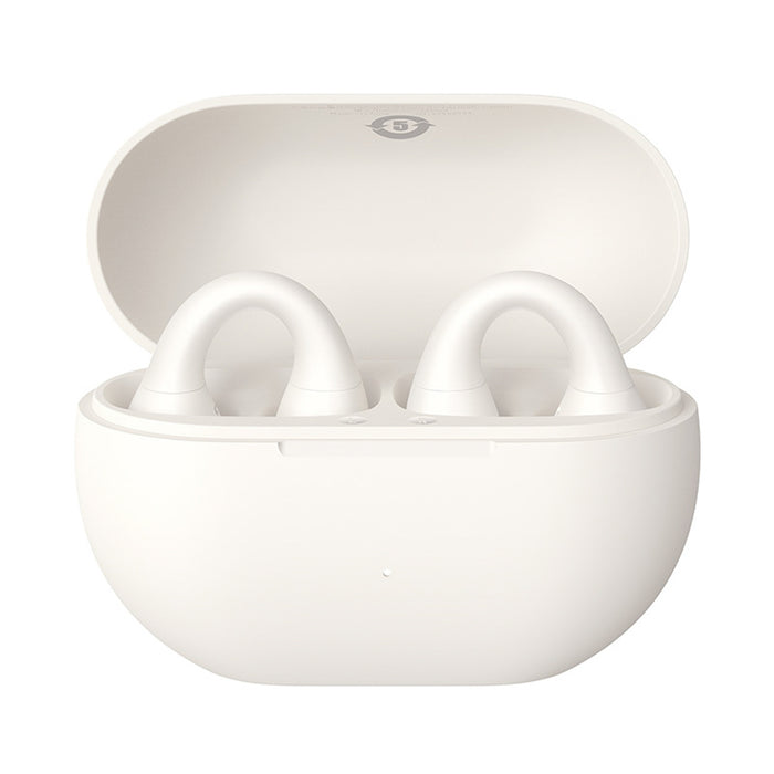 Baseus Bass 15 Clip OWS Wireless Headphones with Baseus Simple USB-C 3A 30cm Cable - White