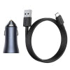 Baseus Golden Contactor Pro Car Charger USB + USB-C, QC4.0+, PD, SCP, 40W (gray) + CabelUSB do USB-C 1m (black)
