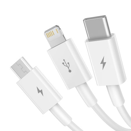 USB cable 3in1 Baseus Superior Series, USB to micro USB / USB-C / Lightning, 3.5A, 1.5m (white)
