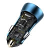 Baseus Golden Contactor Pro car charger, USB + USB-C, QC4.0+, PD, SCP, 40W (blue) + USB-C - Lightning cable 1m (blue)